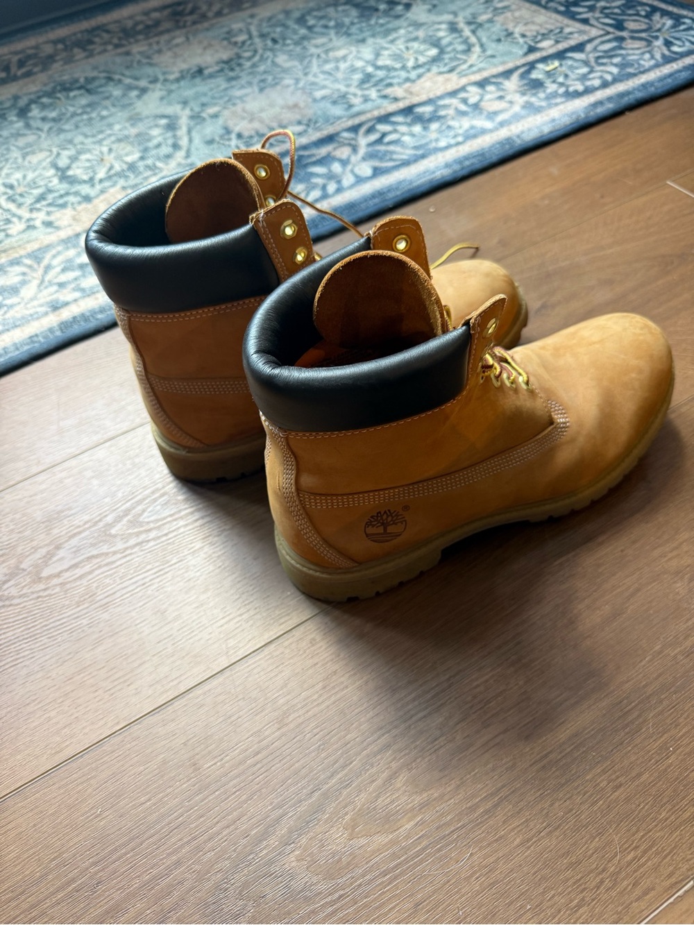 Timberland Wheat Nubuck Work Boots with Black Collar